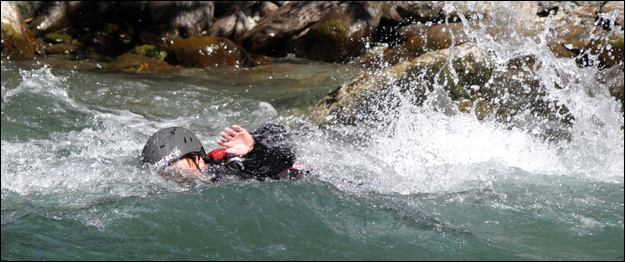 Whitewater swimming position